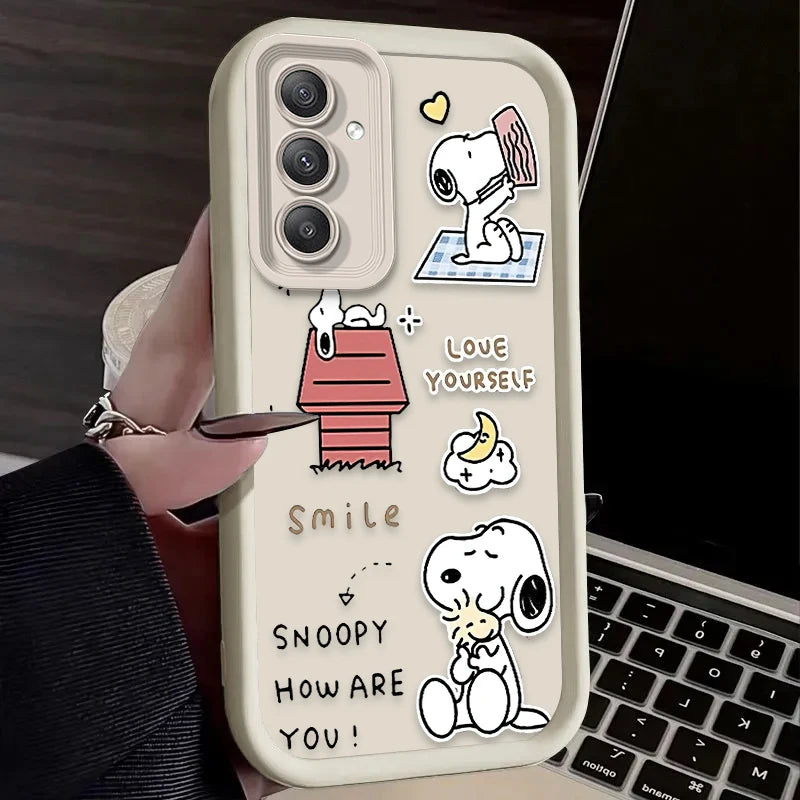 Cute Anime S-Snoopys Case For Samsung Galaxy S24 S25 S23 Ultra S22 S21 Plus FE A36 A56 A26 A16 A06 A15 A25 A35 A55 5G Back Cover