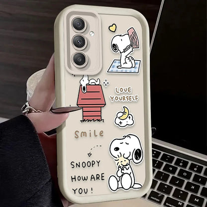 Cute Anime S-Snoopys Case For Samsung Galaxy S24 S25 S23 Ultra S22 S21 Plus FE A36 A56 A26 A16 A06 A15 A25 A35 A55 5G Back Cover