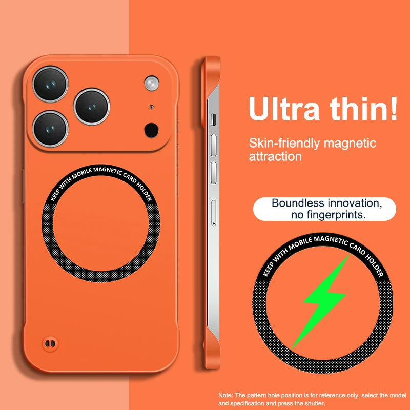 Frameless Magnetic For Magsafe Slim Case For iPhone 17 Pro Max Air iPhone17Pro Max 5G Wireless Charging Hard Back Cover