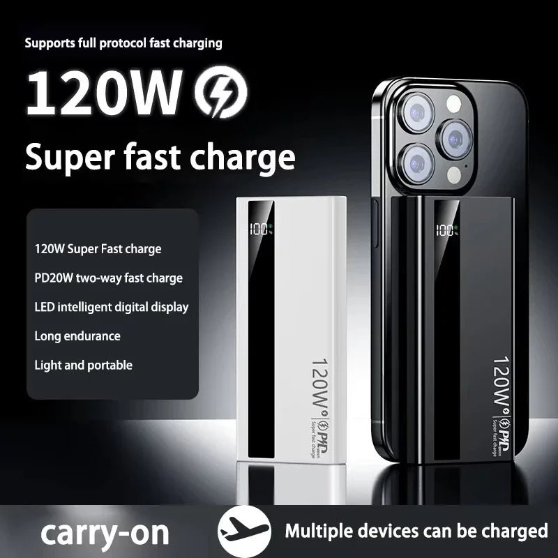 Xiaomi 120W 200000mAh High Capacity Power Bank Super Fast Charging Power Bank Portable Battery Charger For iPhone Samsung Huawei