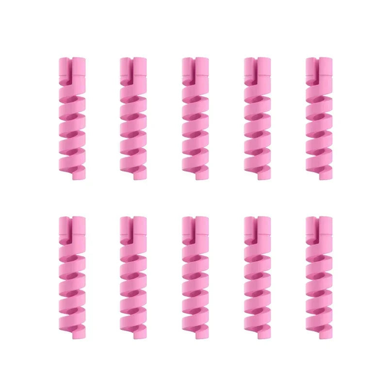 10pcs Silicone Data Cables Protector Winder Pipe Flexible Phone Charge Cable Spiral Winder Cords For Phone USB Charger Wires