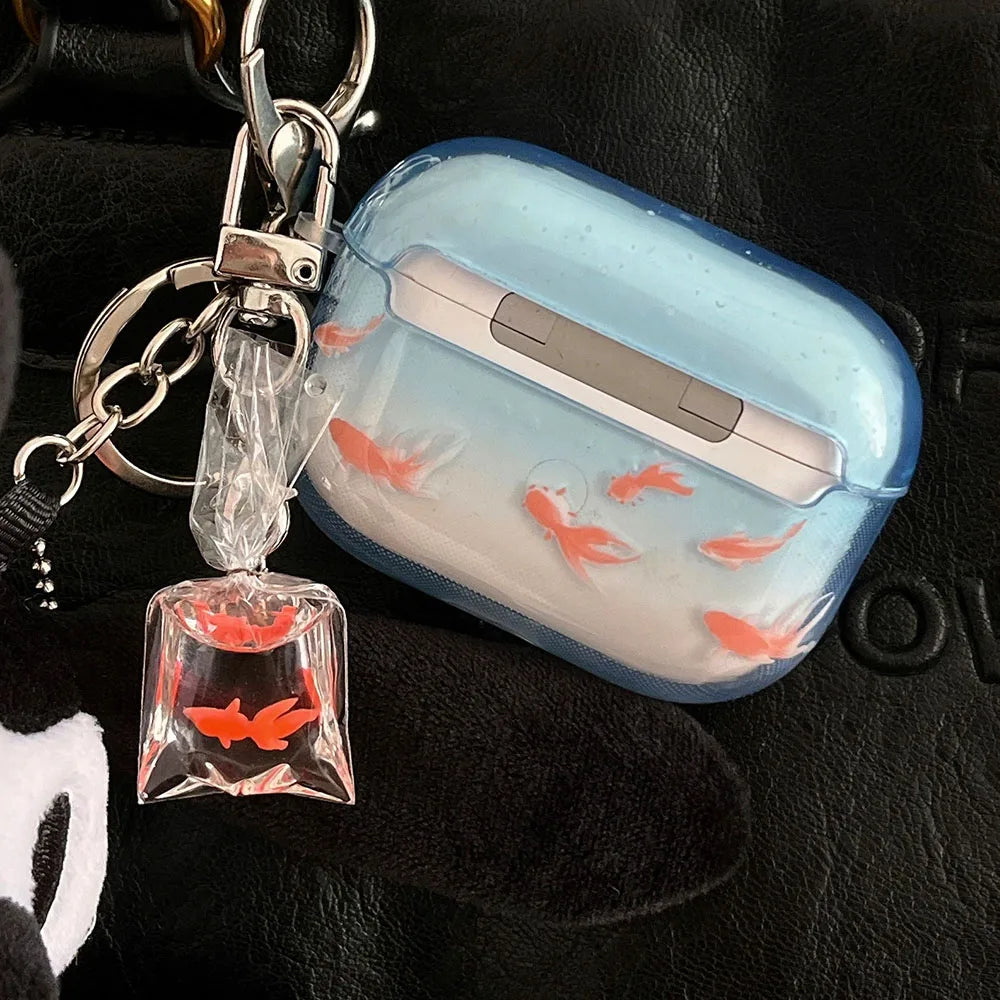 Cute and ornamental koi gradient earphone case for airpods 2 3 4 TPU soft protective cover for airpods pro 2 2nd charge box case