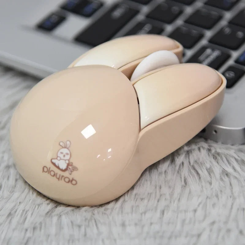 Cute Rabbit Ear Shape Dual-Mode Mouse 2.4G+Bluetooth Lightweight Mute Ergonomic Plating Portable Mice For PC Laptop Office Home