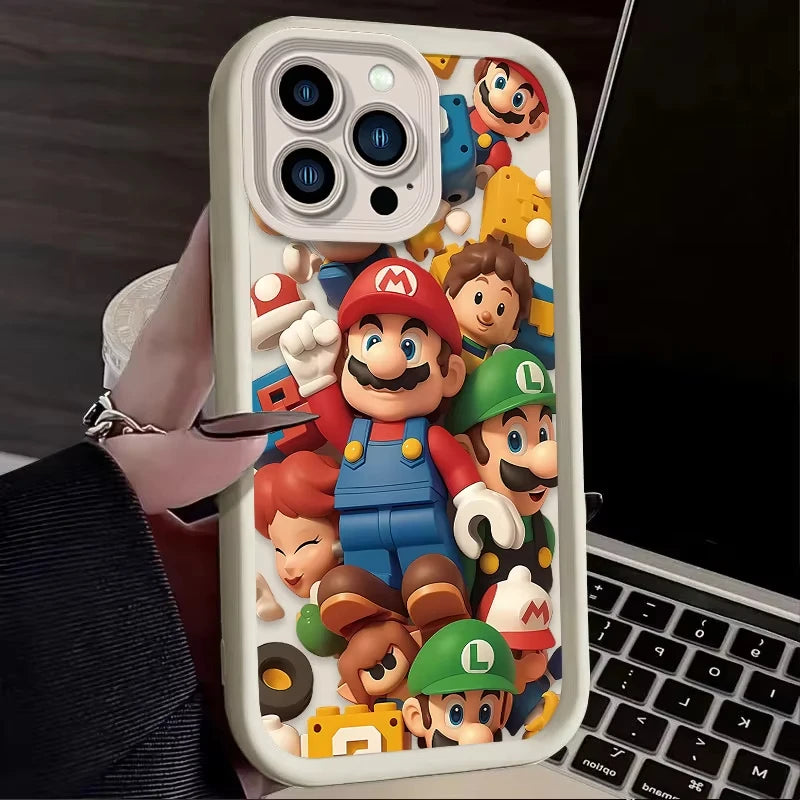 Lovely S-Super M-Mario Bros Phone Case For iPhone 16 15 14 13 12 11 Pro Max XS Max XR 7 8 Plus Shockproof Silicone Soft Cover