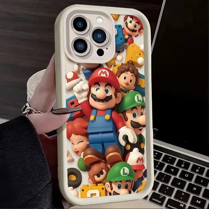 Lovely S-Super M-Mario Bros Phone Case For iPhone 16 15 14 13 12 11 Pro Max XS Max XR 7 8 Plus Shockproof Silicone Soft Cover