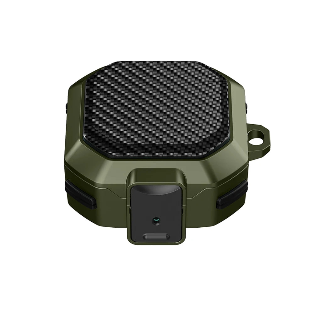 Carbon Fiber Switch Lock Earphone Case For Samsung Galaxy Buds 2 Pro FE Live Cover Full Protection Shockproof With Keychain Box