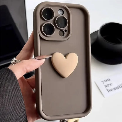 Luxury Cute 3D Love Heart Silicone Phone Case For iPhone 17 Air 16 15 13 12 11 14 Pro Max XR 16 Plus Shockproof Candy Back Cover