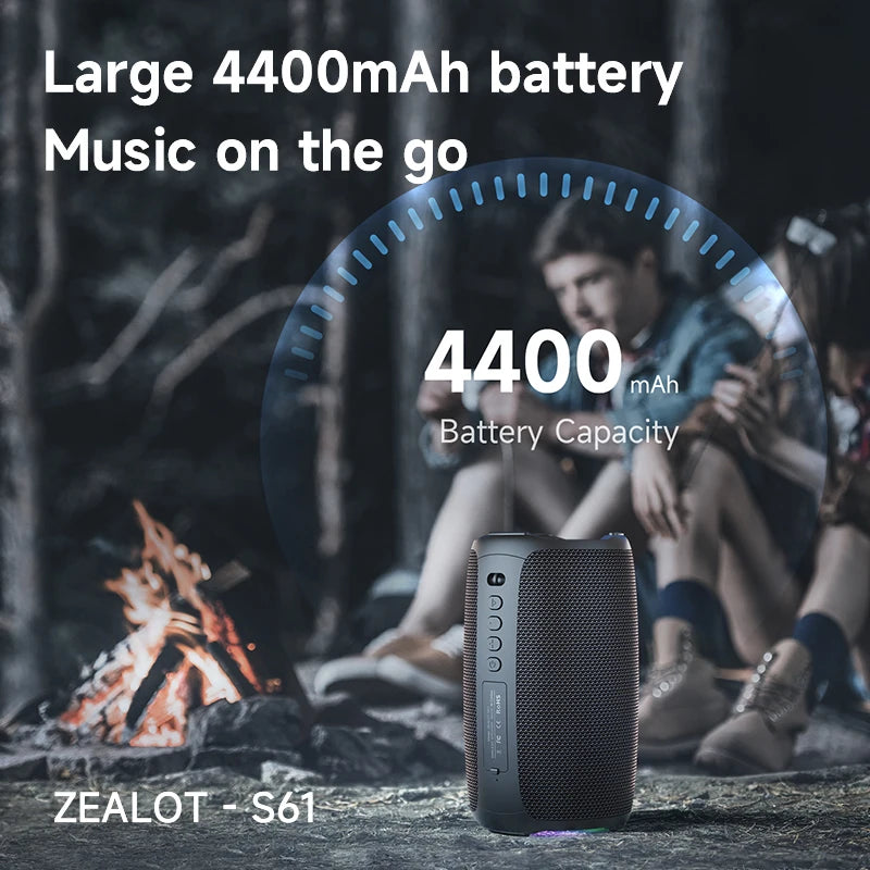 ZEALOT-S61 Bluetooth Speaker,with IPX6 Waterproof Protection and Outdoor Bass Sound for Backyard and Beach Party,10W Loudspeaker