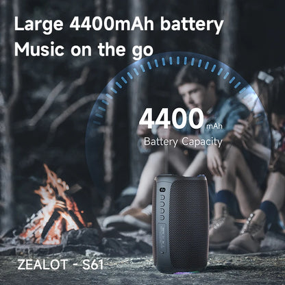 ZEALOT-S61 Bluetooth Speaker,with IPX6 Waterproof Protection and Outdoor Bass Sound for Backyard and Beach Party,10W Loudspeaker