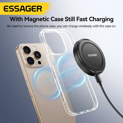 Essager Magnetic 15W Wireless Charger Fast Charging Pad Stand for iPhone 15 14  Airpods USB To Typec Phone Chargers Dock Station