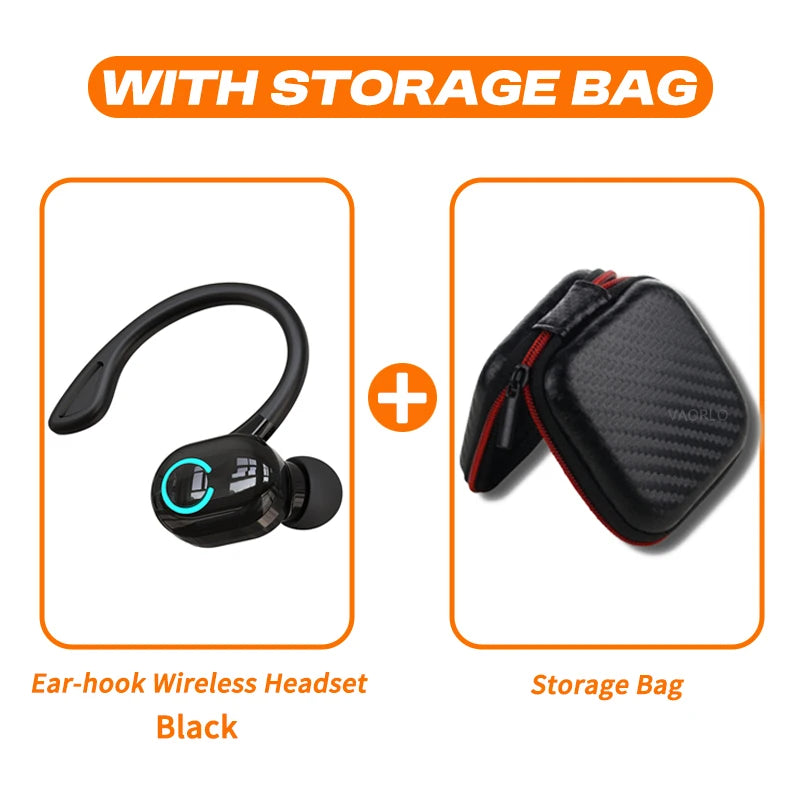 Bluetooth 5.2 Business Wireless Headphone Ear-Hook Mini HIFI Bass Noise Cancelling Earphone With Mic Earbuds Sport Game Headset