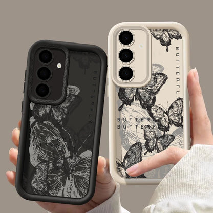Ink Butterfly Case For Samsung Galaxy S25 Edge S25 S24 S23 S22 Ultra S21 S24 FE A14 A34 A15 A35 A53 A54 A56 5G TPU Phone Cover ﻿
