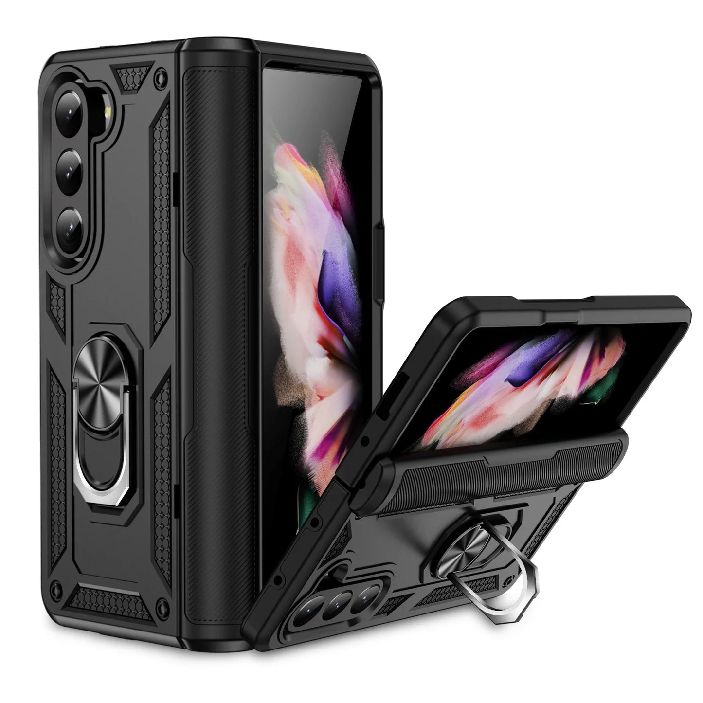 for samsung z fold 7 5 6 fold7 Hard Armor Case for Samsung Galaxy Z Fold 5 Fold5 5G fold6 Finger Ring Holder Covers Cases