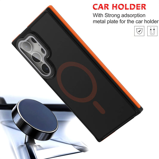 Original Translucent Lens Film Stand Magnetic For Magsafe Case For Samsung Galaxy S25 S24 S23 S22 Plus Ultra Matte Cover Bumper