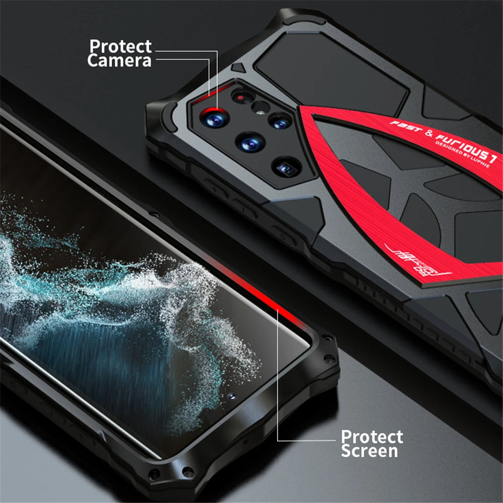For Samsung Galaxy S24 Ultra S21 S22 S23 A52 5G Phone Shell Shockproof Armor Metal Case Protection Cover Heavy Duty Coque Fundas