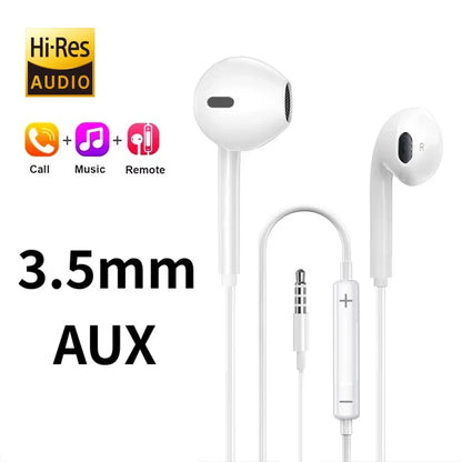 TypeC Wired Headphone Suitab For iPhone15 16 Earbuds Xiaomi 17 15 14 13 12 3.5MM AUX Redmi K40 Huawei Samsung Laptop With Mic
