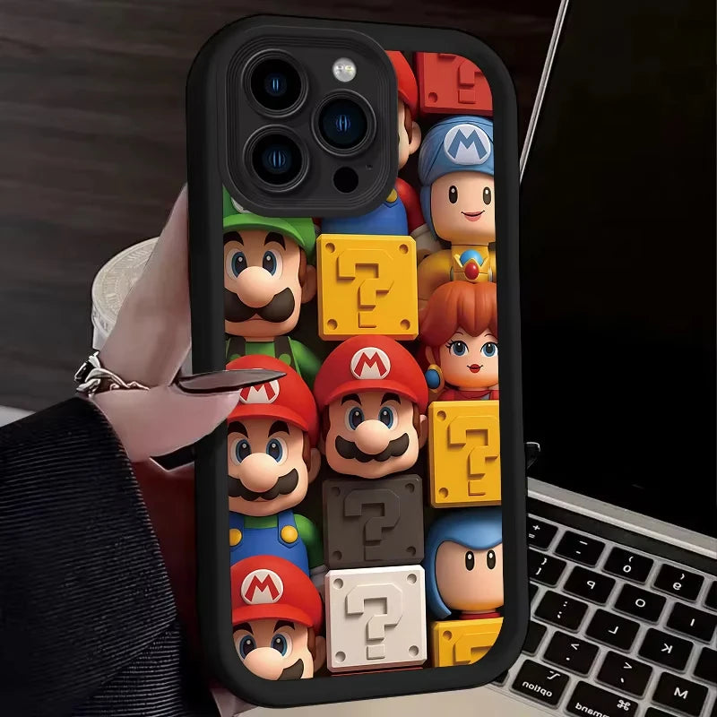 Lovely S-Super M-Mario Bros Phone Case For iPhone 16 15 14 13 12 11 Pro Max XS Max XR 7 8 Plus Shockproof Silicone Soft Cover