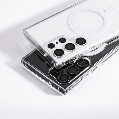 Luxury MagSafe Magnetic Wireless Charge Case For Samsung Galaxy S25 S24 S23 S21 FE S22 Plus Ultra Shockproof Clear Acrylic Cover