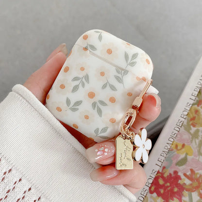 For Apple AirPods 4 ANC Flower Print Earphone Case For AirPods 2 3 Pro2 Silicone Soft Wireless Headphones Cover With Keychain