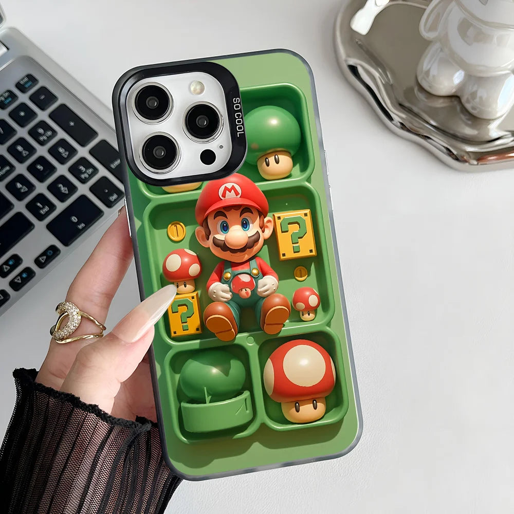 Super M-MarioS Bros Game Phone Case IMD Color Silver Shell For IPhone 16 15 14 13 12 11 Pro Max Plus
