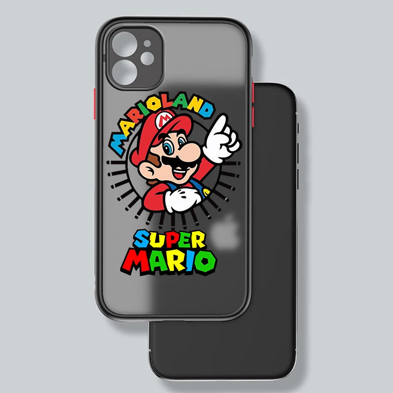 M-Marios Popular Cartoon Art Frosted Translucent For Apple iPhone 16 15 14 13 12 11 XS XR X Pro Max Plus Mini TPU Phone Case