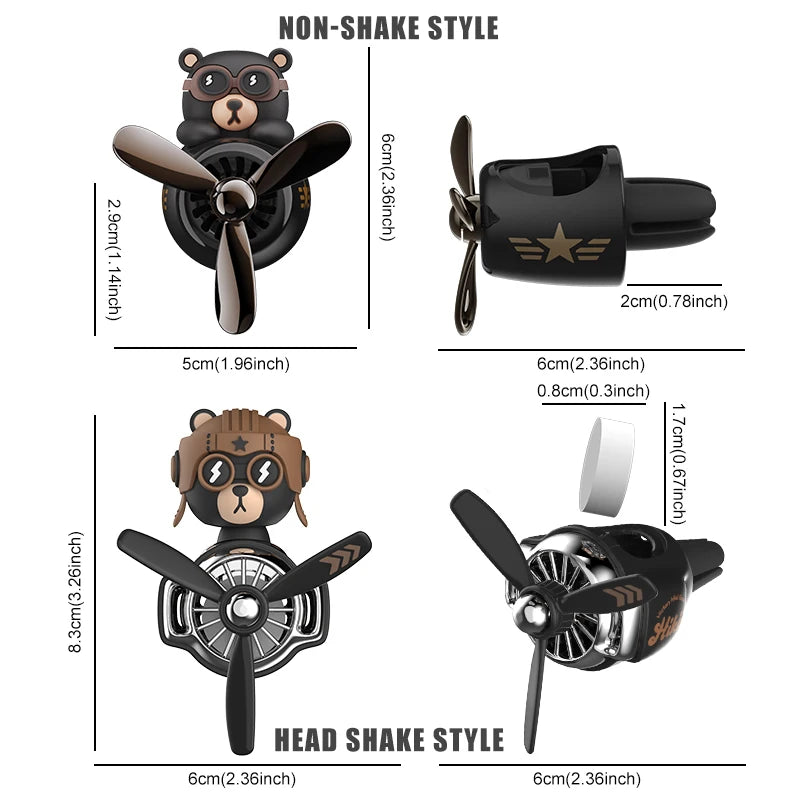 DIY aroma odorless car accessories interor decorations inside ornament plane pilot bear car air fresheners vent clip men cartoon