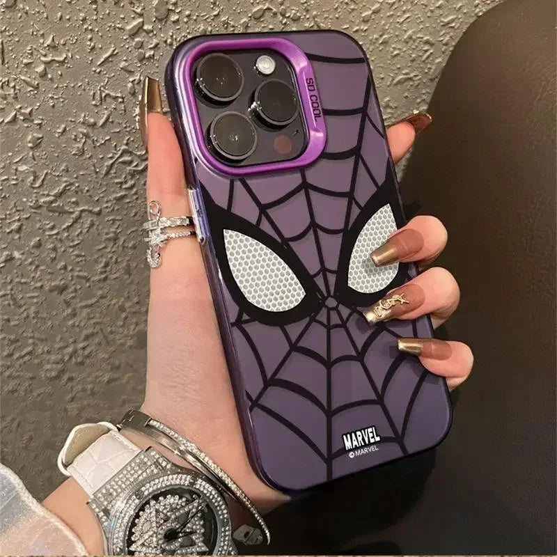 Marvel Superhero Spider-Man Case for iPhone 16 12 13 mini 11 14 15 Pro Max XR 8 Plus Hard Plastic Shockproof Cover for Men Boys