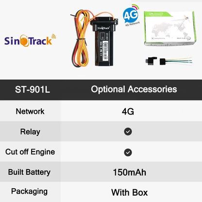 SinoTrack Best GPS Tracker ST-901 Vehicle Tracking Device Waterproof Motorcycle Car GPS GSM SMS Locator with Real Time Tracking