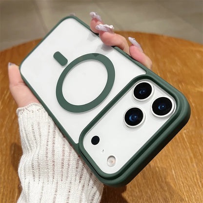 Luxury For Magsafe Magnetic Wireless Charge Case For iPhone 17Air 11 12 13 14 15 16 17 Pro Max Plus Transparent Hard Back Cover