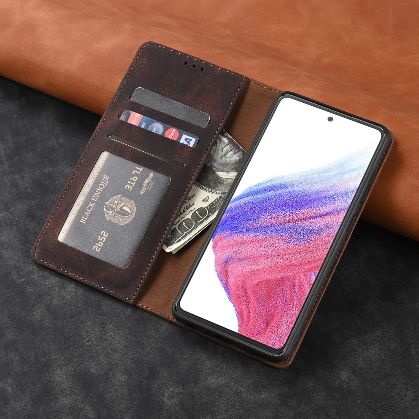Leather Flip Wallet Case For Samsung Galaxy S26 S23 S22 S21 S20 FE S24 Plus S25 Ultra Book Case Cards Holder Funda Protect Cover