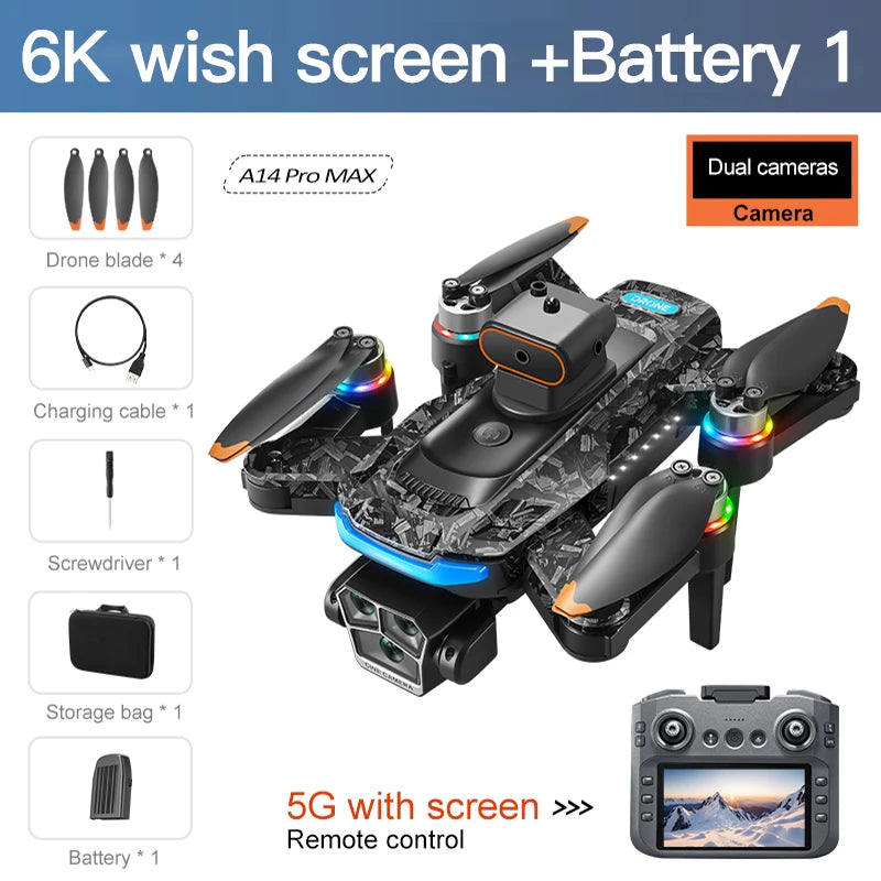 Lenovo  A14Pro max GPS Brushless 8K three Camera Optical Flow Obstacle Avoidance Foldable Quadcopter RC Distance Drone Toys