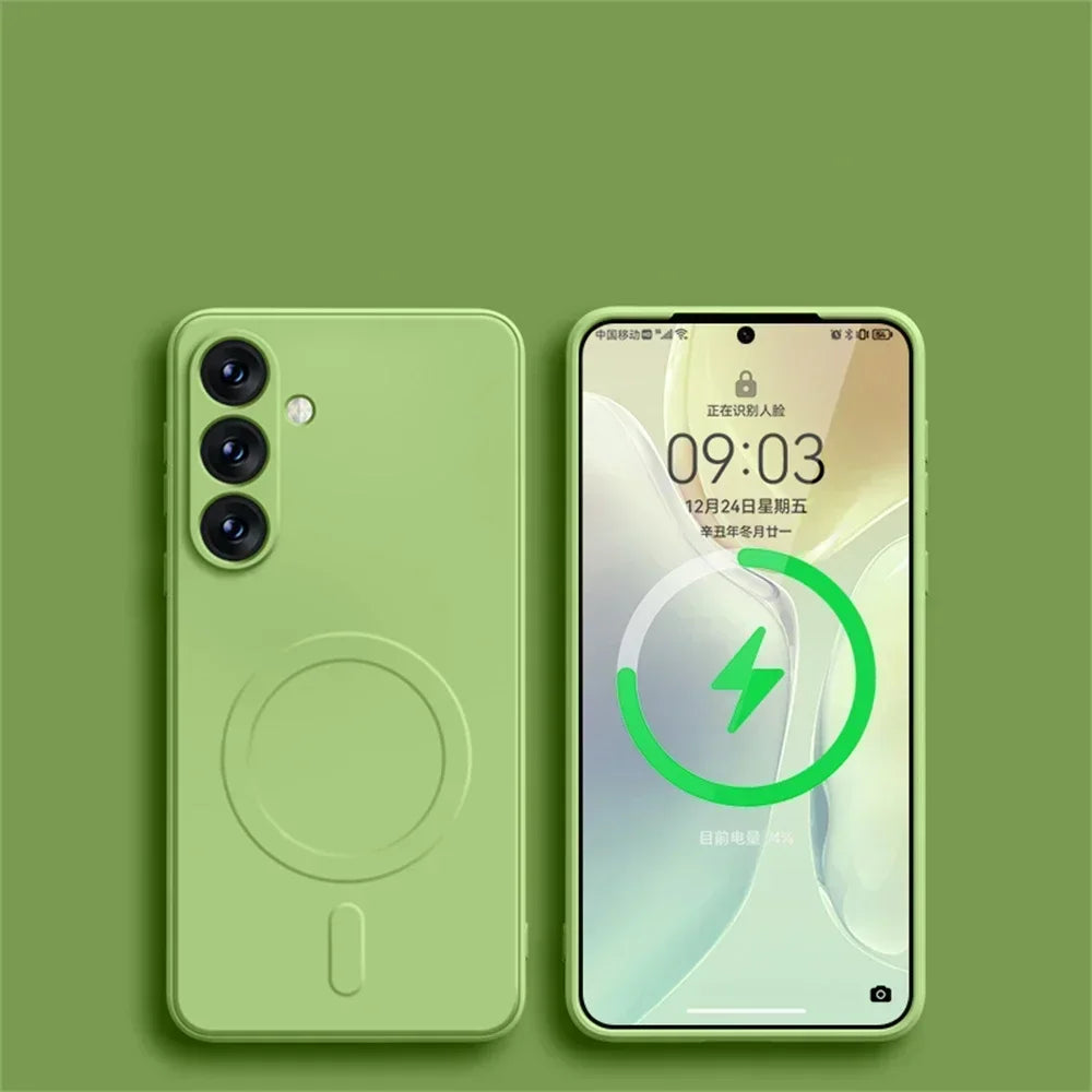 Original Liquid Silicone Magnetic Wireless Charge Case For Samsung Galaxy S25 S24 S23 S22 S21 Ultra For Magsafe Shockproof Cover