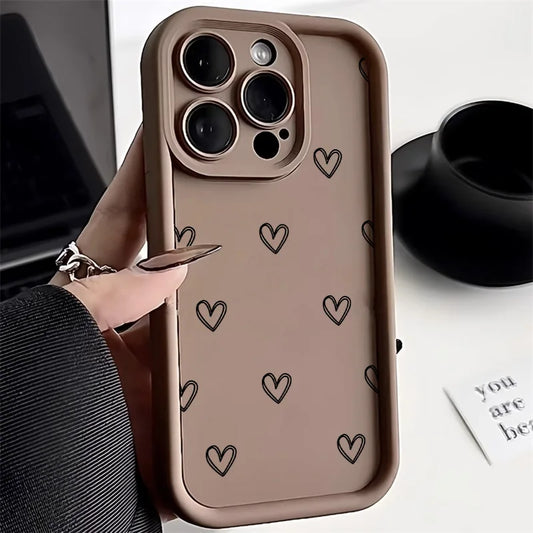 Simple Love Heart Case For iPhone 14 Pro Cases iPhone 17 16 15 11 12 13 Pro Max 14 15 Plus 17 7 8 X XR XS Max Soft Siicone Cover