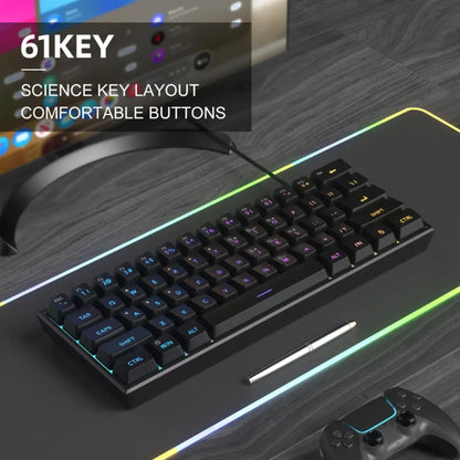 2026 New USB Gaming Mechanical Mini Keyboard Red Switch RGB Backlit 61 Keys Wired Feel for Game/Office