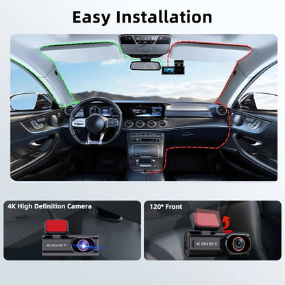 Ultra HD Dash Cam 4K Loop Recording 24H Parking Monitoring Optional 1080P Night Vision Rear Camera Supports WiFi APP Control