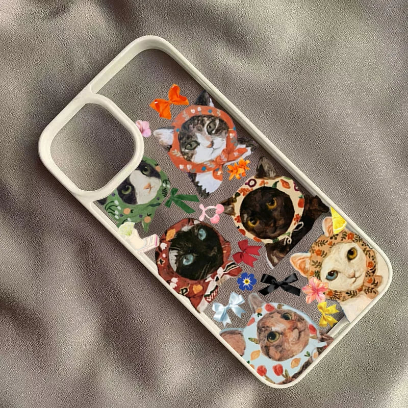 Colorful Cat Design Clear Phone Case For iPhone 11 12 13 14 15 16 Pro Max Plus 16E XR X XS Max 7 8 16 Plus SE2 Hard Cover