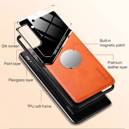 For Samsung Galaxy S25 S24 S23 Plus Cover TPU Leather Car Magnetic Holder Galaxy S22 S21 S20 Ultra FE S10 Plus Case Frame Coqu