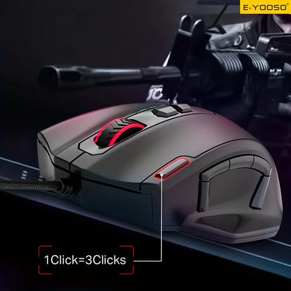 1pc E-YOOSO Wired Gaming Mouse with RGB Lighting, Macro Editing, Side Keys Ergonomic Compatible  Windows 7,  Office Use, Gaming