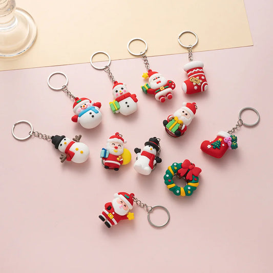 Christmas Keychain Cute Christmas Decoration Pendant Santa Claus Christmas Tree Keychain Pendant Doll Small Gift  Key Chains