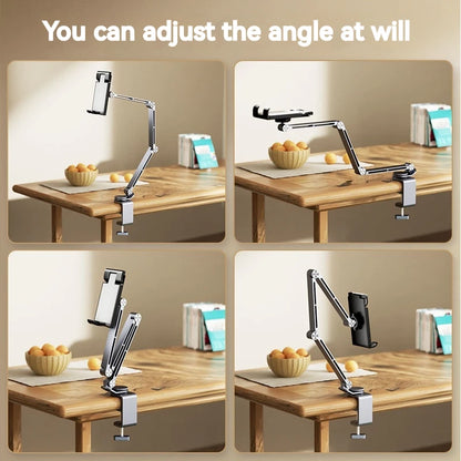Aluminum Alloy Tablet Holder Stand Phone Clip Holder Rotatable Cantilever Home Live Desktop Holder Folding Bracket for Ipad Pro