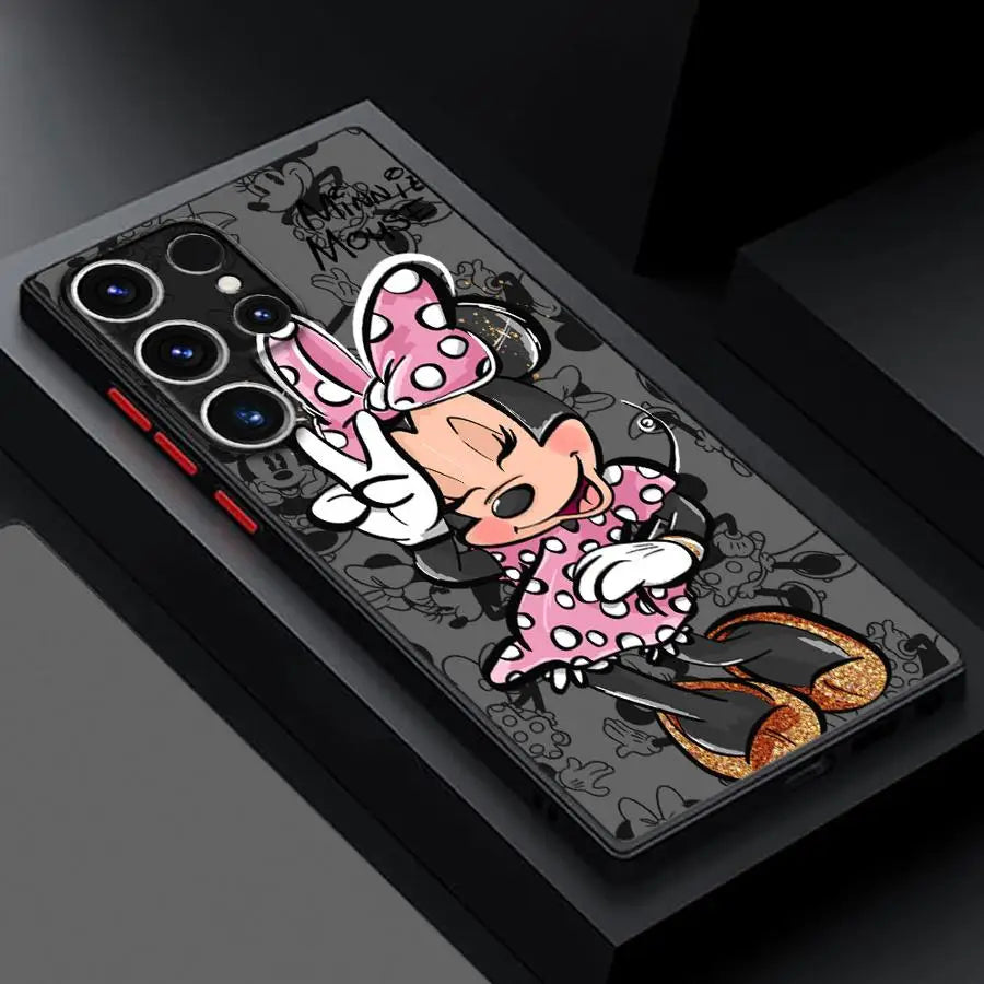 Cool Disney Mickey Minnie Matte Case for Samsung Galaxy S24Ultra S23 S25 Ultra S20 FE S21 S22 Plus S10 S9 S23 5G Phone Cover