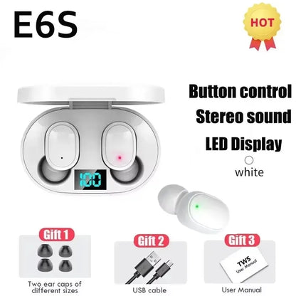 2025New E6S Wireless Bluetooth Earphones A6S TWS Headset Noise Cancelling Earphones With Microphone Headphones For iPhone Xiaomi