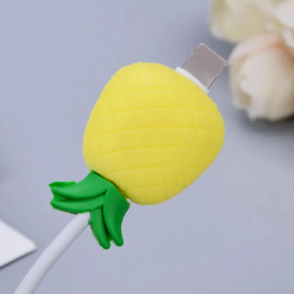 Cute Fruits Cable Protector Cartoon Charger Protector Cable Winder Organizer Data Line Cord Protective Cover For iPhone