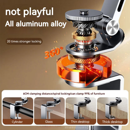 Aluminum Alloy Tablet Holder Stand Phone Clip Holder Rotatable Cantilever Home Live Desktop Holder Folding Bracket for Ipad Pro