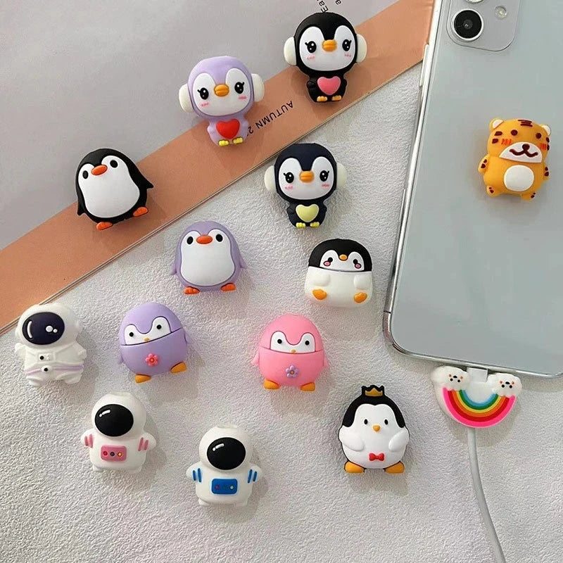Penguin Cartoon Cable Protector Cute Charger Protector Cable Winder Organizer Data Line Cord Protective Cover For iPhone