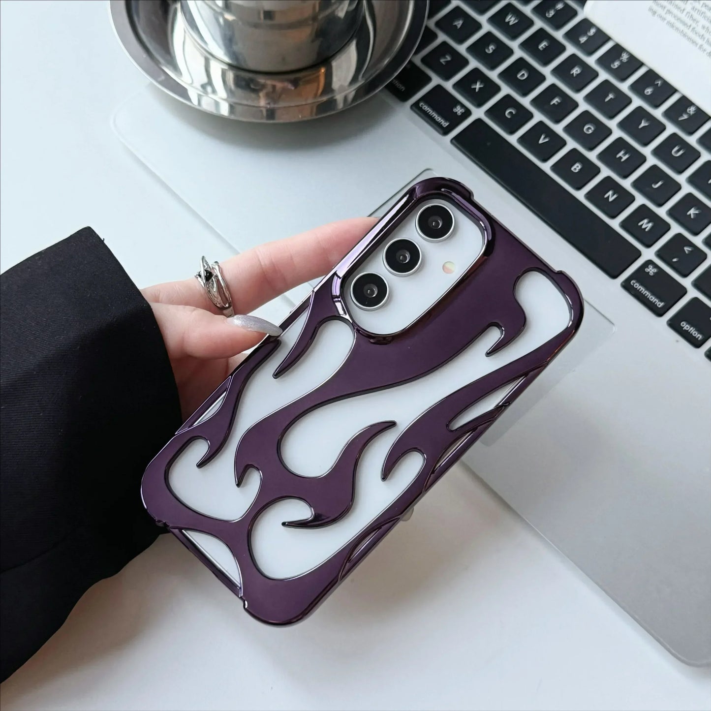 New 3D Flame pattern Case For Samsung Galaxy S25 S24 S22 S23 Ultra Plus A16 A06 A55 Fashion Hollow Slim Shockproof soft Cover