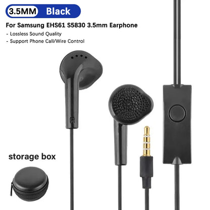 For Samsung Earphone EHS61 S5830 3.5mm Wired Headset With Mic For Galaxy A15 A14 A06 A05 A25 A34 A13 A12 M15 M34 M14 S9 S10 Plus