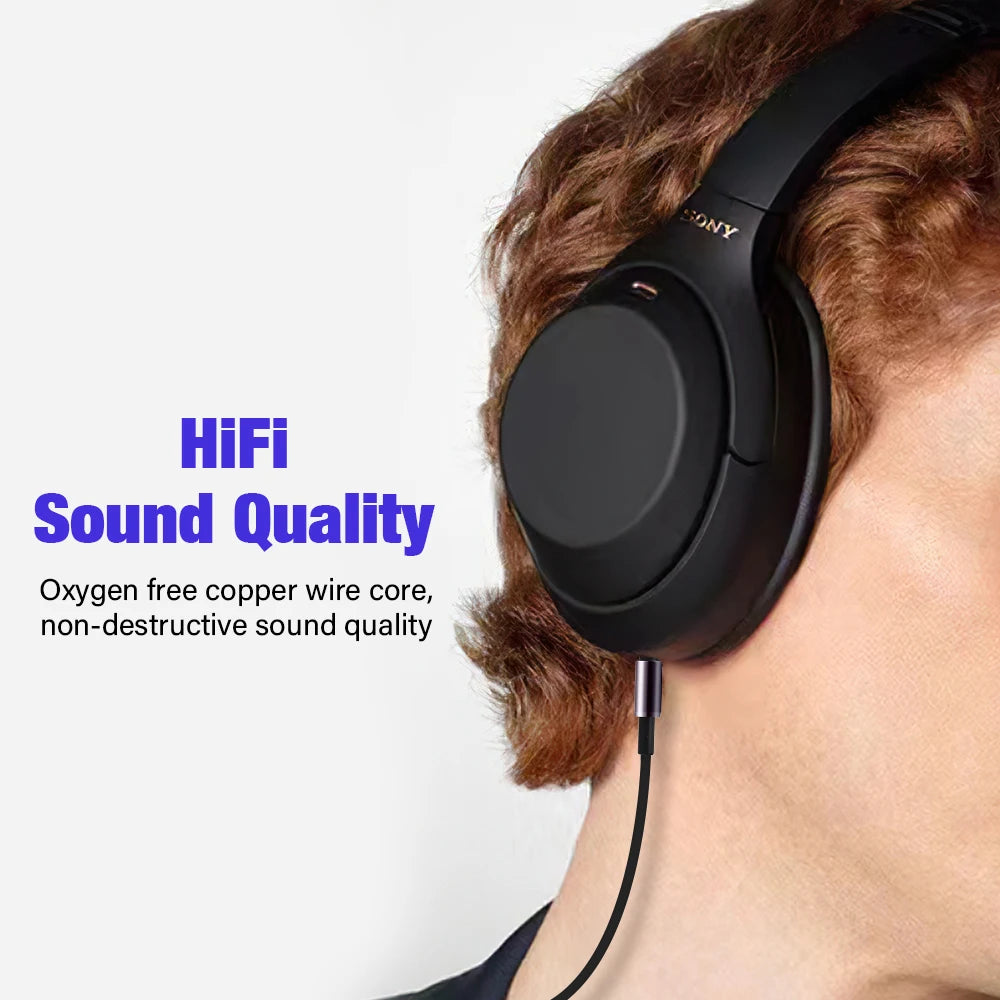 3.5mm Jack Aux Cable For Sony WH 1000 XM2 XM3 XM4 XM5 H900N 800 MDR 1000x ATH MSR7 Headphones 90 Degree HIFI Audio Mic Connecter