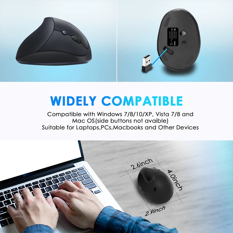 Vertical Grip Silent Wireless Mouse Rechargeable Hand Designer Drawing Office Creative Ergonomic Mouse For Computer PC