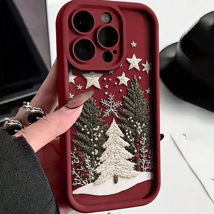 For Samsung Galaxy S25 Ultra S24 S23 FE S22 S21 S20 Plus Note 20 Ultra Shockproof Silicone New Year Christmas Tree Phone Case